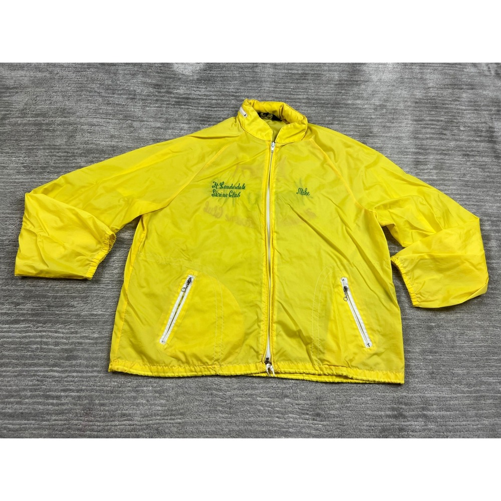 Townsley Windbreaker Mens L Yellow Ft Lauderdale Shrine Club Mahi Krazy Kar Zip